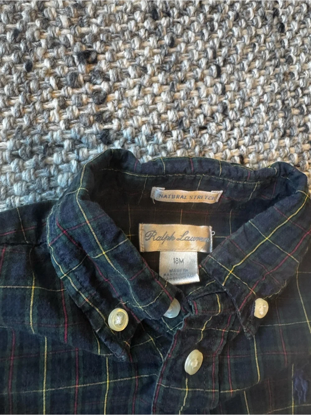 Ralph Lauren Boys Dark Green & Navy Plaid Button-Down Shirt